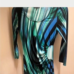 Blue green & black bodycon dress